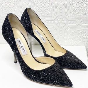 Jimmy Choo “Whistler” Embellished Suede Pumps 9.5